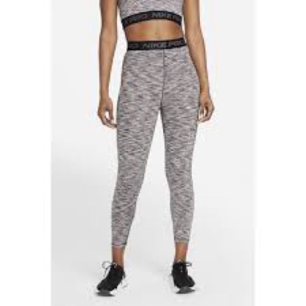 MEDIUM Nike Women's PRO Space DYE Cropped Training Tights LEGGINGS GREY BLACK